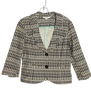 CAbi Black &‎ Cream Printed Du Jour Cotton Office Blazer WMN'S SZ 4